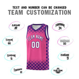 Custom Pink Purple Classic Plaid Pattern Sports Uniform Basketball Jersey