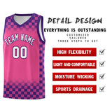 Custom Pink Purple Classic Plaid Pattern Sports Uniform Basketball Jersey