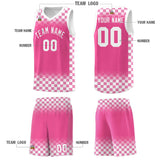Custom Pink White Classic Plaid Pattern Sports Uniform Basketball Jersey