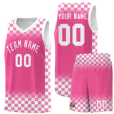 Custom Pink White Classic Plaid Pattern Sports Uniform Basketball Jersey