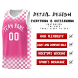 Custom Pink White Classic Plaid Pattern Sports Uniform Basketball Jersey
