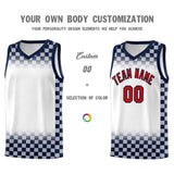 Custom White Navy Classic Plaid Pattern Sports Uniform Basketball Jersey