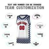 Custom White Navy Classic Plaid Pattern Sports Uniform Basketball Jersey