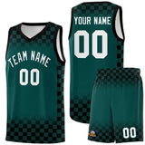 Custom Midnight Green Black Classic Plaid Pattern Sports Uniform Basketball Jersey