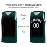 Custom Black Midnight Green Classic Plaid Pattern Sports Uniform Basketball Jersey