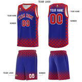 Custom Royal Red Classic Plaid Pattern Sports Uniform Basketball Jersey