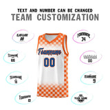 Custom White Orange Classic Plaid Pattern Sports Uniform Basketball Jersey