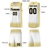 Custom White Old Gold Classic Plaid Pattern Sports Uniform Basketball Jersey