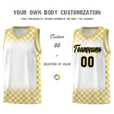 Custom White Old Gold Classic Plaid Pattern Sports Uniform Basketball Jersey