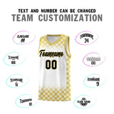 Custom White Old Gold Classic Plaid Pattern Sports Uniform Basketball Jersey