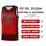 Custom Red Black Classic Plaid Pattern Sports Uniform Basketball Jersey