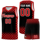 Custom Black Red Classic Plaid Pattern Sports Uniform Basketball Jersey