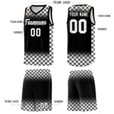 Custom Black White Classic Plaid Pattern Sports Uniform Basketball Jersey
