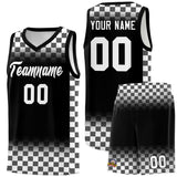 Custom Black White Classic Plaid Pattern Sports Uniform Basketball Jersey