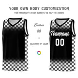 Custom Black White Classic Plaid Pattern Sports Uniform Basketball Jersey
