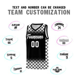 Custom Black White Classic Plaid Pattern Sports Uniform Basketball Jersey