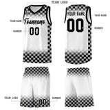 Custom White Black Classic Plaid Pattern Sports Uniform Basketball Jersey