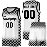 Custom White Black Classic Plaid Pattern Sports Uniform Basketball Jersey