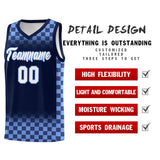 Custom Navy Light Blue Classic Plaid Pattern Sports Uniform Basketball Jersey