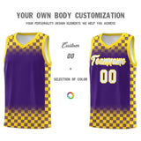 Custom Purple Gold Classic Plaid Pattern Sports Uniform Basketball Jersey