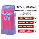 Custom Pink Light Blue Classic Plaid Pattern Sports Uniform Basketball Jersey