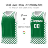 Custom Kelly Green White Classic Plaid Pattern Sports Uniform Basketball Jersey