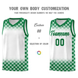 Custom White Kelly Green Classic Plaid Pattern Sports Uniform Basketball Jersey