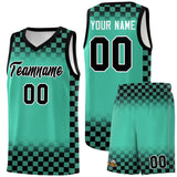 Custom Bright Green Black Classic Plaid Pattern Sports Uniform Basketball Jersey