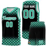 Custom Black Bright Green Classic Plaid Pattern Sports Uniform Basketball Jersey