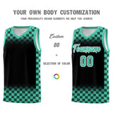 Custom Black Bright Green Classic Plaid Pattern Sports Uniform Basketball Jersey
