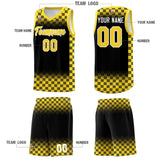 Custom Black Gold Classic Plaid Pattern Sports Uniform Basketball Jersey