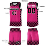 Custom Pink Black Classic Plaid Pattern Sports Uniform Basketball Jersey