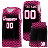 Custom Black Pink Classic Plaid Pattern Sports Uniform Basketball Jersey