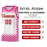 Custom White Pink Classic Plaid Pattern Sports Uniform Basketball Jersey