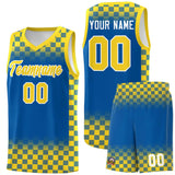 Custom Royal Gold Classic Plaid Pattern Sports Uniform Basketball Jersey