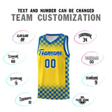 Custom Gold Royal Classic Plaid Pattern Sports Uniform Basketball Jersey