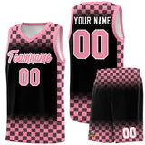 Custom Black Light Pink Classic Plaid Pattern Sports Uniform Basketball Jersey