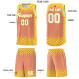 Custom Light Orange Gold Classic Plaid Pattern Sports Uniform Basketball Jersey