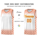 Custom White Light Orange Classic Plaid Pattern Sports Uniform Basketball Jersey