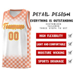 Custom White Light Orange Classic Plaid Pattern Sports Uniform Basketball Jersey