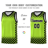 Custom Neon Green Black Classic Plaid Pattern Sports Uniform Basketball Jersey