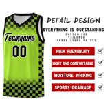Custom Neon Green Black Classic Plaid Pattern Sports Uniform Basketball Jersey