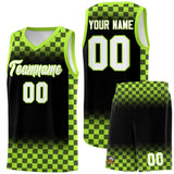 Custom Black Neon Green Classic Plaid Pattern Sports Uniform Basketball Jersey