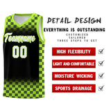 Custom Black Neon Green Classic Plaid Pattern Sports Uniform Basketball Jersey
