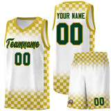Custom White Old Gold Classic Plaid Pattern Sports Uniform Basketball Jersey