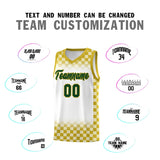 Custom White Old Gold Classic Plaid Pattern Sports Uniform Basketball Jersey