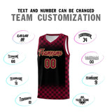 Custom Black Crimson Classic Plaid Pattern Sports Uniform Basketball Jersey