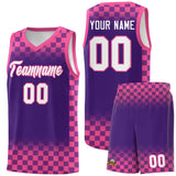 Custom Purple Pink Classic Plaid Pattern Sports Uniform Basketball Jersey