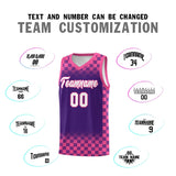 Custom Purple Pink Classic Plaid Pattern Sports Uniform Basketball Jersey