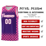 Custom Purple Pink Classic Plaid Pattern Sports Uniform Basketball Jersey